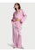 Піжама ( Сорочка + Штани) Victoria's Secret Signature Satin Heart Long Pajama Set Pink Jacquard