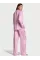 Піжама ( Сорочка + Штани) Victoria's Secret Signature Satin Heart Long Pajama Set Pink Jacquard