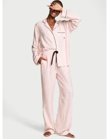 Піжама (Сорочка + Штани ) жіноча Victoria's Secret Flannel Long Pj Pink Stripe