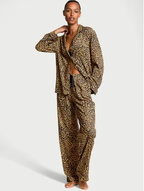 Піжама (Сорочка + Штани ) жіноча Victoria's Secret Flannel Long Pj Safari Gold Leopard