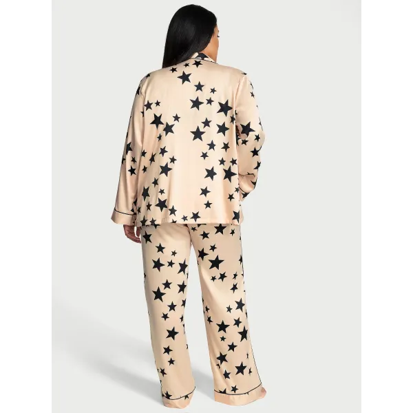 Піжама (сорочка+штани) Victoria's Secret Glazed Satin Long Pajama Set Pretty Stars