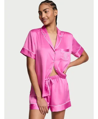Піжама Victoria's Secret ( Шорти + Рубашка) Glazed Satin Short Pajama Set New Peony