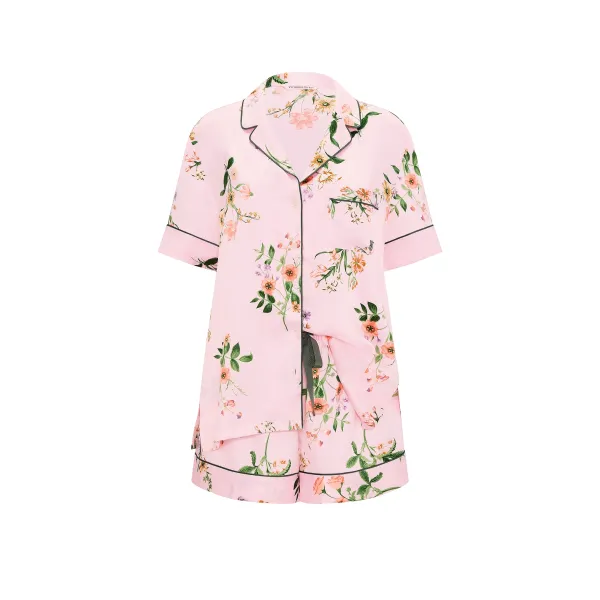 Піжама Victoria's Secret ( Шорти + Рубашка) Signature Satin Short Pajama Set Angel Pink Botanical