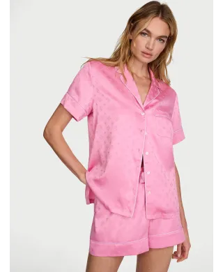 Піжама Victoria's Secret ( Шорти + Рубашка) Signature Satin Short Pajama Set Pink Sugar