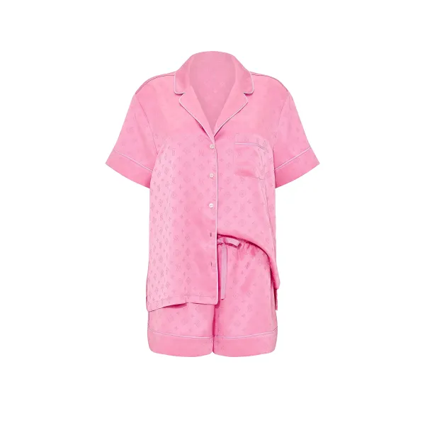 Піжама Victoria's Secret ( Шорти + Рубашка) Signature Satin Short Pajama Set Pink Sugar