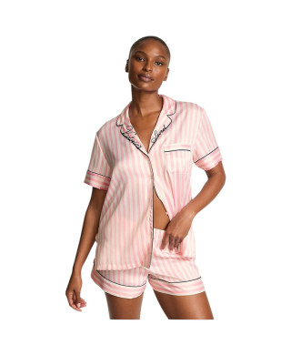 Піжама Victoria's Secret ( Шорти + Рубашка)Glazed Satin Short Pajama Set PINK STRIPES
