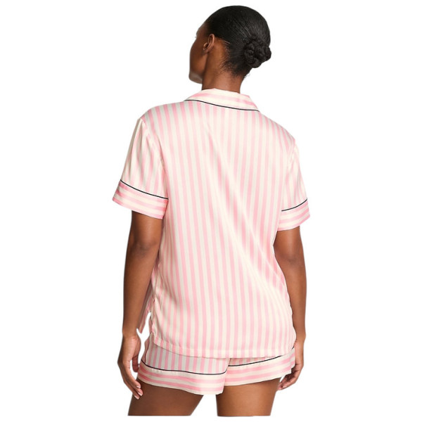 Піжама Victoria's Secret ( Шорти + Рубашка)Glazed Satin Short Pajama Set PINK STRIPES