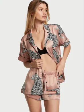 Піжама Satin Short Pajama SetEvening Blush Leopards 