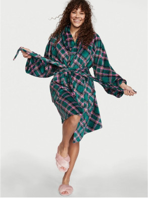 Халат Victoria's Secret Plush Slush Cozy Robe Green Plaid