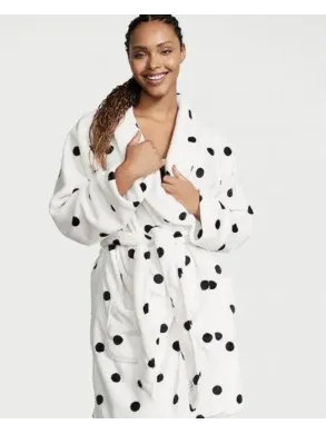 Халат  Victoria's Secret  Cozy Robe White Black Dot