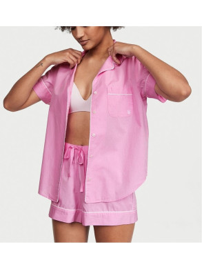 Піжама (сорочка + штани) жіноча Victoria's Secret Рожева Cotton Short Pj Pink