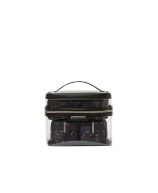 Косметичка Victoria's Secret 4-Piece Train Case Black Ditsy Floral