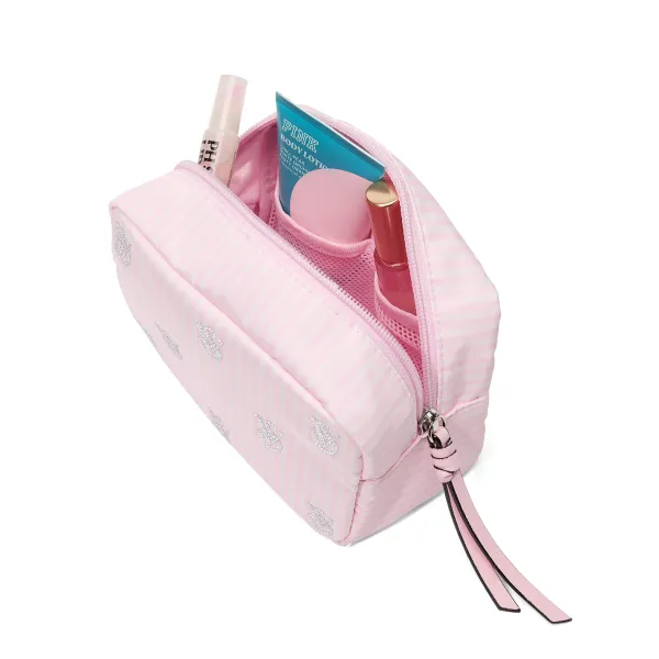 Косметичка Victoria's Secret Shine Logo Travel Makeup Bag Heritage Stripe Diamante