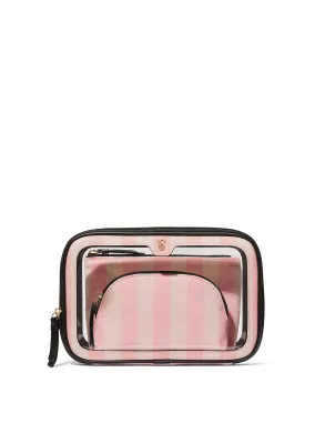 Косметичка 3 в 1 Trio Beauty Bag Pink stripe Рожева Смужка