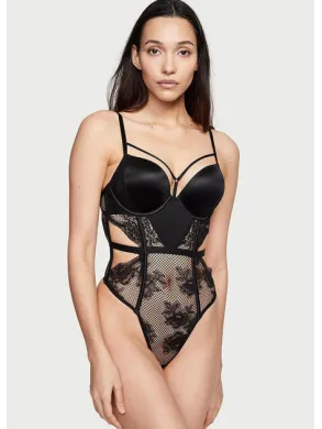 Боді BOMBSHELL FISHNET FLORAL TEDDY BLACK LACE    