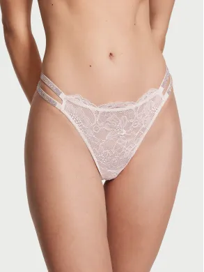 Трусики зі стразами Double Shine Strap Lace Brazilian Panty Coconut White