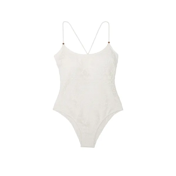 Купальник Victoria's Secret Swim Archives Beach Lace Cheeky One-Piece Swimsuit Coconut White