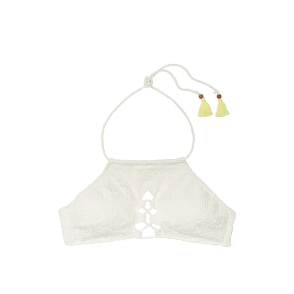 Купальник Victoria's Secret Swim Archives Beach Lace Halter Bralette Bikini Top+Archives Beach Lace High-Waist Full-Coverage Coconut White