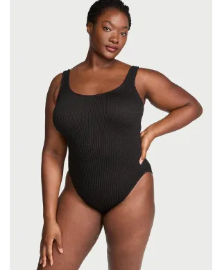 Купальник жатка чорний Victoria's Secret Swim Crinkle One-Shoulder One-Piece Swimsuit