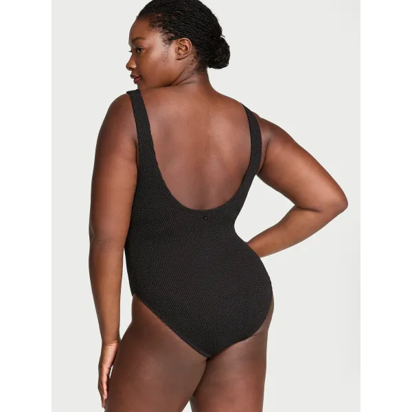 Купальник жатка чорний Victoria's Secret Swim Crinkle One-Shoulder One-Piece Swimsuit