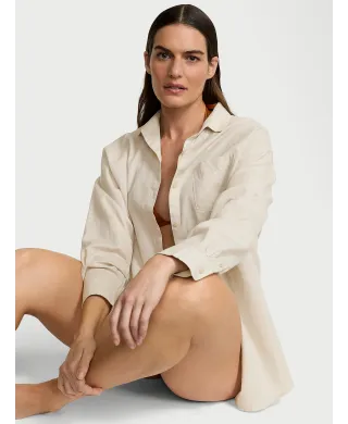 Пляжна сорочка Victoria's Secret Swim Boyfriend Shirt Dress Vanilla Bean