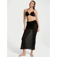 Пляжна спідниця Victoria's Secret Swim Beachwear Sheer Crinkle Maxi Skirt Black
