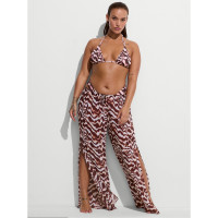 Пляжний костюм Victoria's Secret Beachwear Wide-Leg Pants + Long-Sleeve Top Zebra