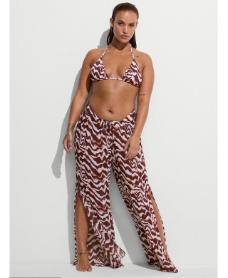 Пляжний костюм Victoria's Secret Beachwear Wide-Leg Pants + Long-Sleeve Top Zebra