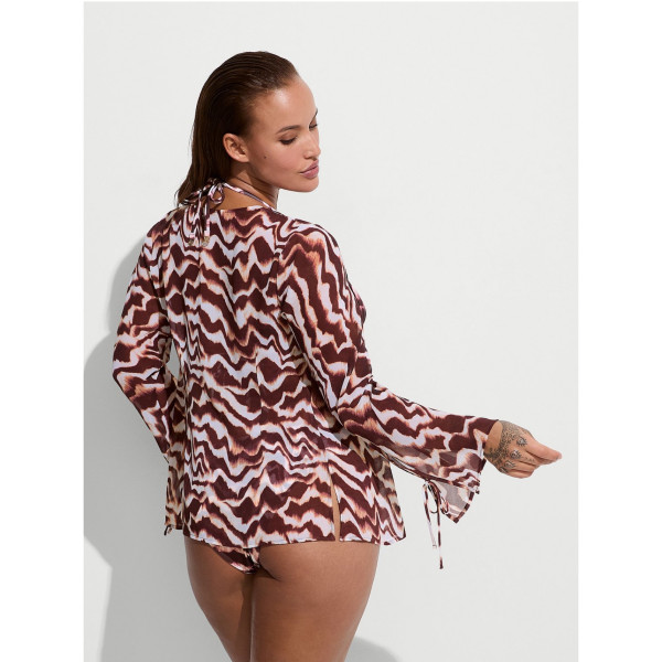 Пляжний костюм Victoria's Secret Beachwear Wide-Leg Pants + Long-Sleeve Top Zebra