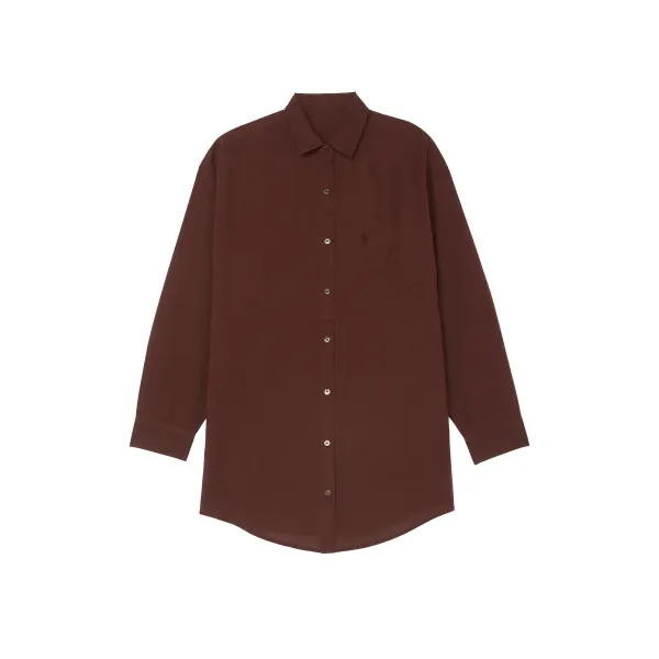 Пляжний костюм Victoria's Secret Swim Boyfriend Shirt Dress+Cover-Up Shorts Burgundy Brown