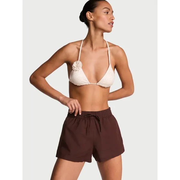 Пляжний костюм Victoria's Secret Swim Boyfriend Shirt Dress+Cover-Up Shorts Burgundy Brown