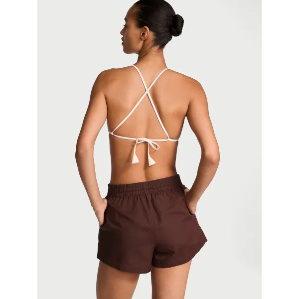 Пляжний костюм Victoria's Secret Swim Boyfriend Shirt Dress+Cover-Up Shorts Burgundy Brown