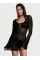 Victoria's Secret Swim Beachwear Crochet Long-Sleeve Mini Dress Black