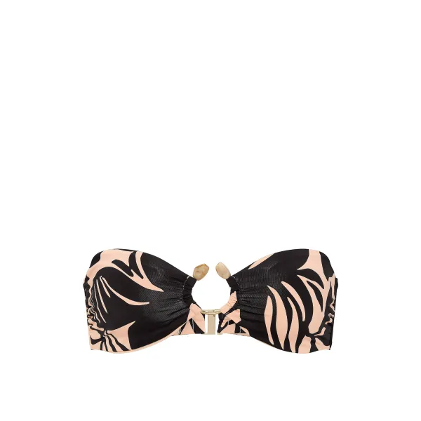 Купальник Victoria's Secret Swim Beach Hoops Bandeau Bikini Top+Hoops High-Waist Full-Coverage Bikini Black Palms
