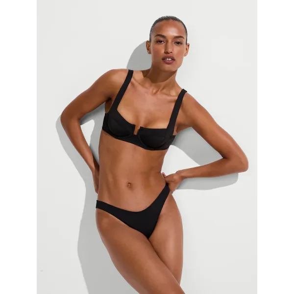 Купальник Victoria's Secret Swim Essential Full-Coverage Bikini Top+ Essential Side-Tie Bikini Pure Black