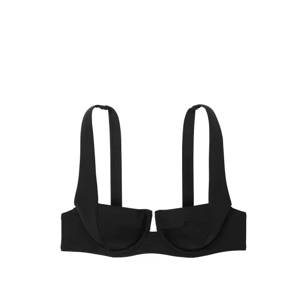 Купальник Victoria's Secret Swim Essential Full-Coverage Bikini Top+ Essential Side-Tie Bikini Pure Black