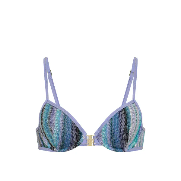Купальник Victoria's Secret Swim Shimmer Stripe Knit Balconette Bikini Top +Brazilian Bikini Bottom Periwinkle Shimmer Stripes