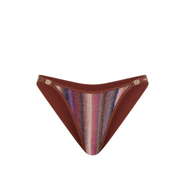 Купальник Victoria's Secret Swim Shimmer Stripe Knit Balconette Bikini Top +Brazilian Bikini Bottom Dark Chili Shimmer Stripes