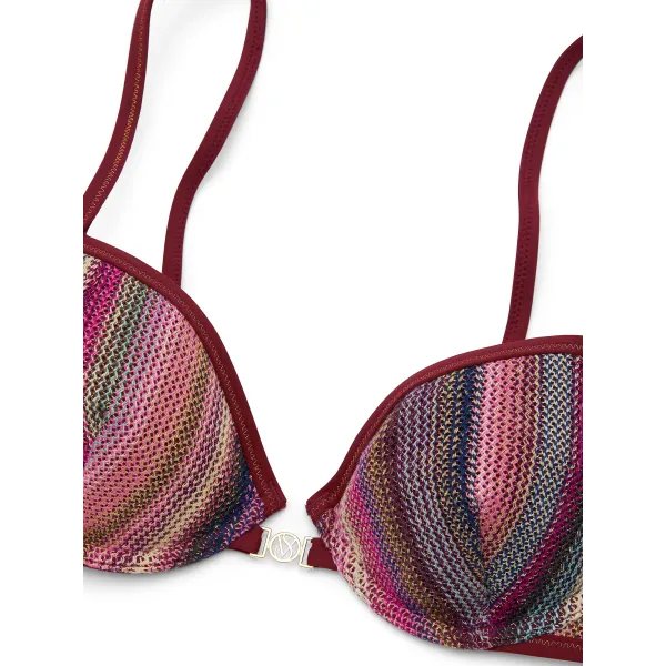 Купальник Victoria's Secret Swim Shimmer Stripe Knit Balconette Bikini Top +Brazilian Bikini Bottom Dark Chili Shimmer Stripes
