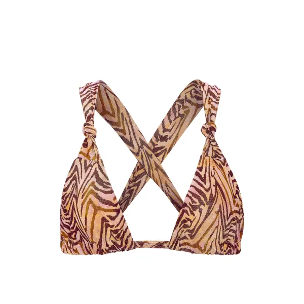 Купальник Victoria's Secret Swim Shimmer Tiny Triangle Bikini Top + Thong Bikini Bottom Brown Zebra