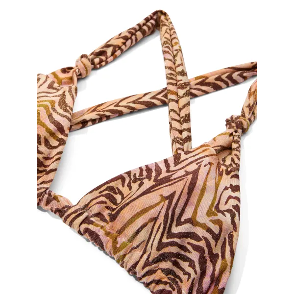 Купальник Victoria's Secret Swim Shimmer Tiny Triangle Bikini Top + Thong Bikini Bottom Brown Zebra