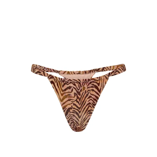 Купальник Victoria's Secret Swim Shimmer Tiny Triangle Bikini Top + Thong Bikini Bottom Brown Zebra