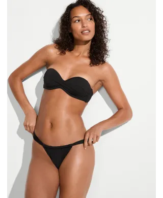Купальник Victoria's Secret Swim Twist Push-Up Bandeau Bikini Top + Brazilian Bikini Bottom Black