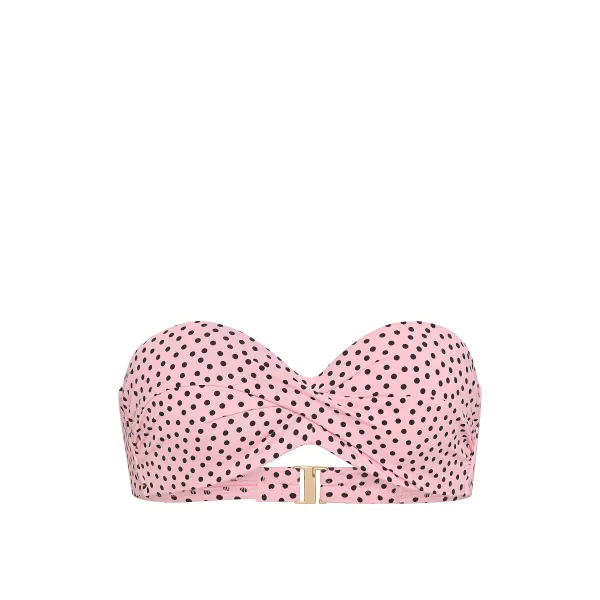 Купальник Victoria's Secret Swim Twist Push-Up Bandeau Bikini Top+ Brazilian Bikini Bottom Pink Dots