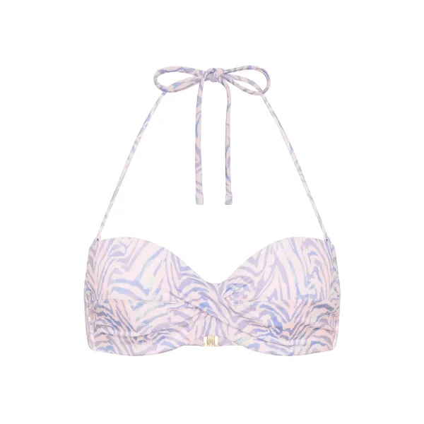 Купальник Victoria's Secret Swim Twist Push-Up Bandeau Bikini Top + Brazilian Bikini Bottom Soft Pink Zebra