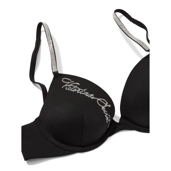 Купальник Victoria's Secret Swim Very Sexy Shine Strap Script Push-Up Bikini Top +Shine Strap Brazilian Bikini Bottom Pure Black