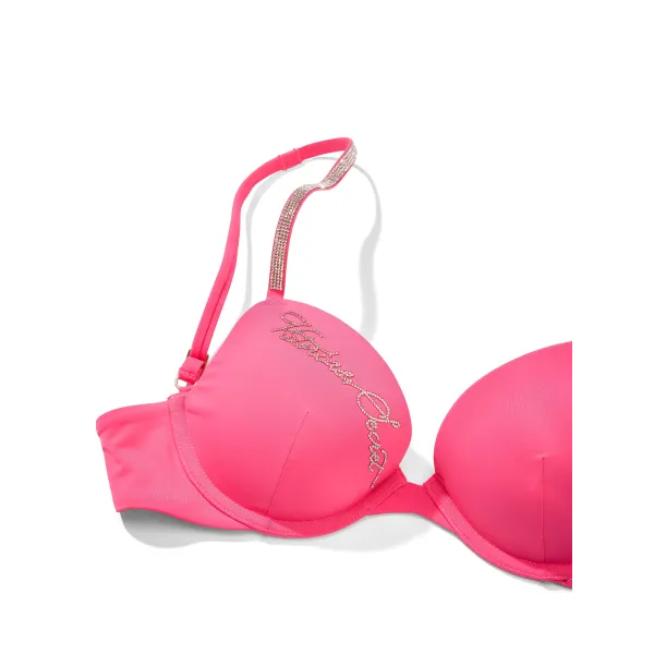 Купальник Victoria's Secret Swim Very Sexy Shine Strap Script Push-Up Bikini Top +Shine Strap Brazilian Bikini Bottom Pure Bombshell Pink