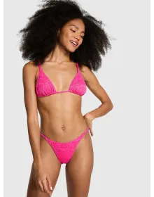 Купальник жатка рожевий Victoria's Secret Топ Scrunchie Triangle Bikini Top Pink + Плавки Бікіні