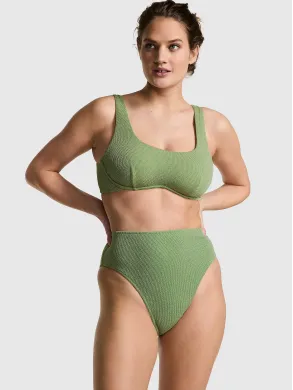 The Wave Bikini Top Green Shimmer Brazilian Bottom