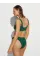 Купальник Victoria's Secret Swim Crinkle Scoop Bralette Bikini Top + Brazilian Jaguar Green